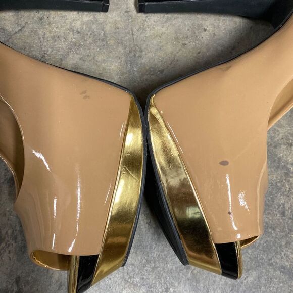 Jessica Simpson Taupe Peep Toe Platform Stiletto Heels Size 8 - Picture 8 of 8